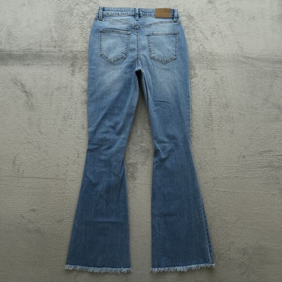 YMI Jeans Junior's Size 5 Blue High-Rise Super Flare Denim 32" Inseam Distressed - Picture 12 of 16